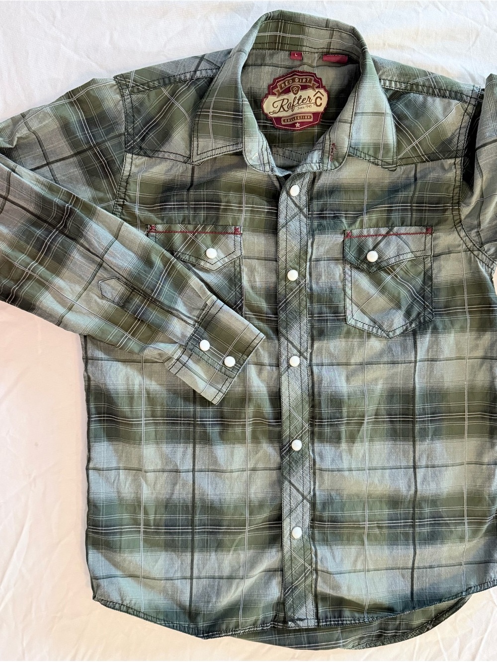 Rafter C Boys' Green Plaid Button-Down Shirt